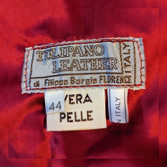 80's VINTAGE RED LEATHER JACKET - Picture 4 of 4